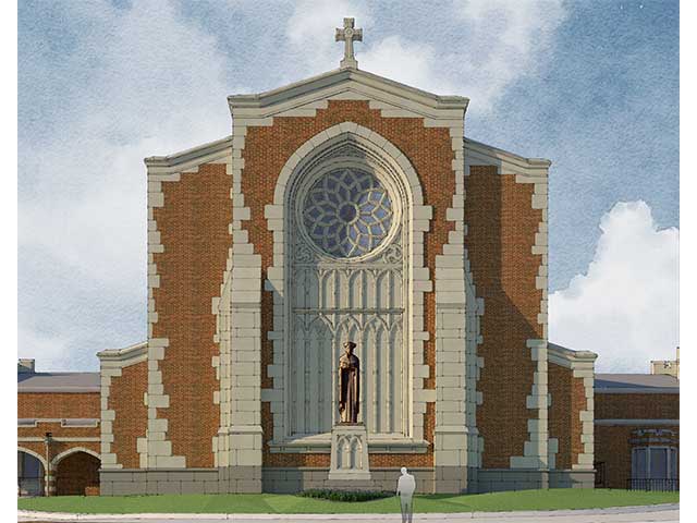rose window and exterior statue 640x480