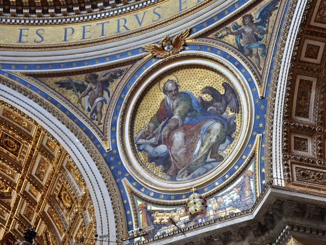 ceiling decorations in a catholic cathedral