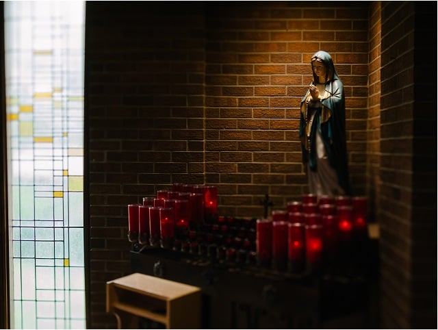 Statue of Mary in Shrine at Church