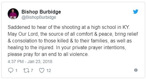 Bishop Burbidge 1 23 2018 tweet Bishop Burbidge 1 23 2018 tweet