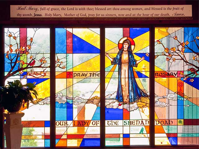 Our Lady of the Shenandoah Mission stained glass 640x480 Our Lady of the Shenandoah Mission stained glass 640x480