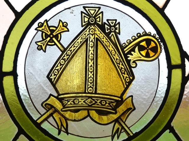 bishops mitre stained glass window